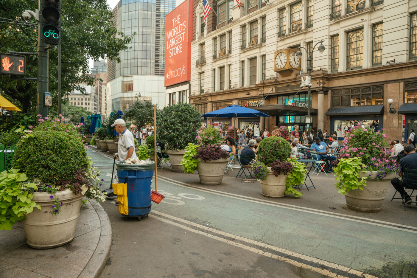 Cleaning services in a business district